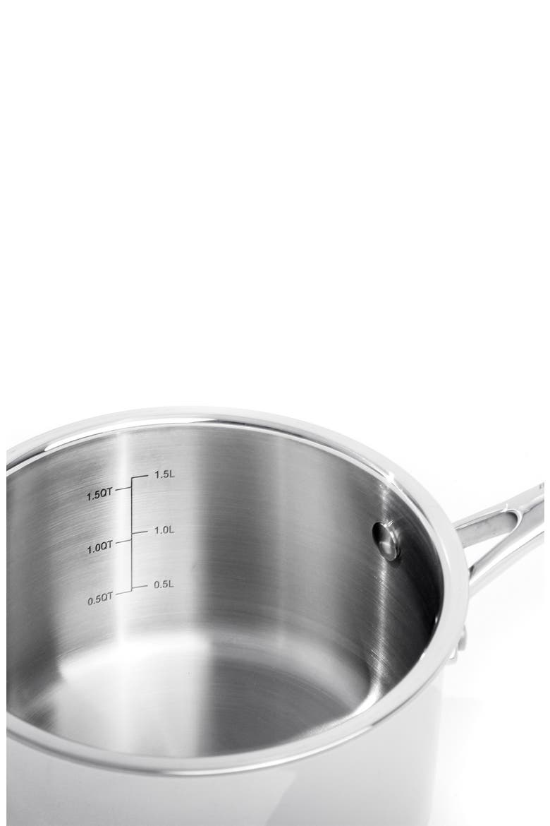 Professional Stainless Steel 10/18 Tri-Ply 3 Qt. Sauce Pan with Lid, Alternate, color, SILVER