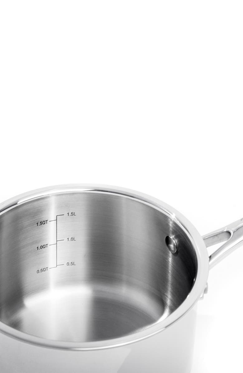 BergHOFF Professional Stainless Steel 10/18 Tri-Ply 3 Qt. Sauce Pan with Lid, Alternate, color,