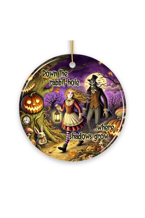 Down The Rabbit Hole Spooky Wonderland Ceramic Ornament