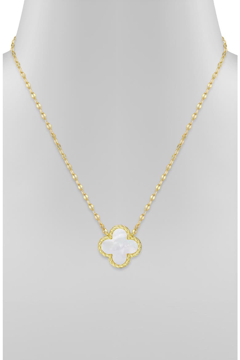 Kids' Mother-of-Pearl Clover Pendant Necklace, Alternate, color, GOLD
