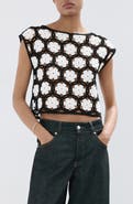 MANGO Flower Embellished Openwork Sweater