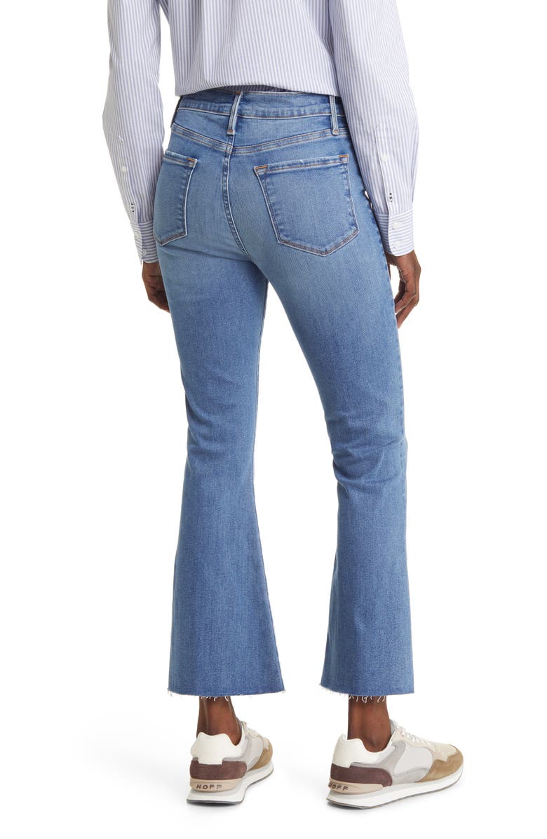 FRAME Le Crop Flare Raw Hem Jeans, Alternate, color, Morning Blue