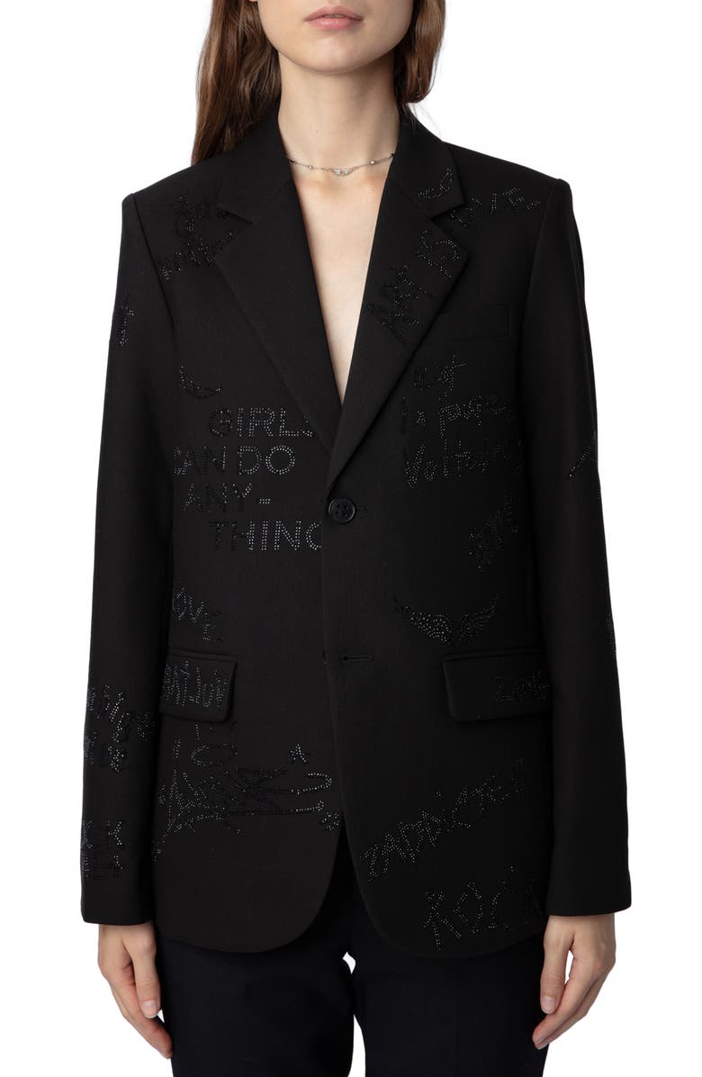 Zadig & Voltaire Vanille Strass Manifesto Blazer, Main, color,