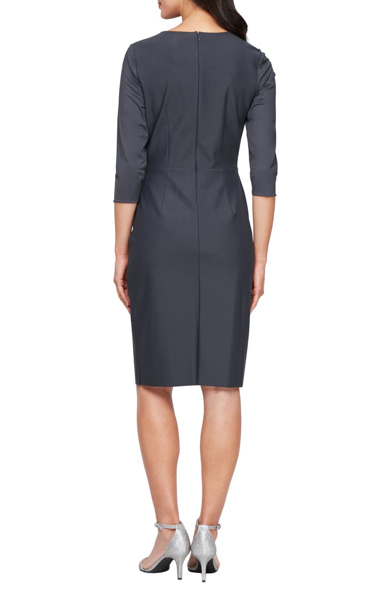 Alex Evenings Contour Collection Bead Detail Cascade Ruffle Sheath Dress, Alternate, color, Charcoal
