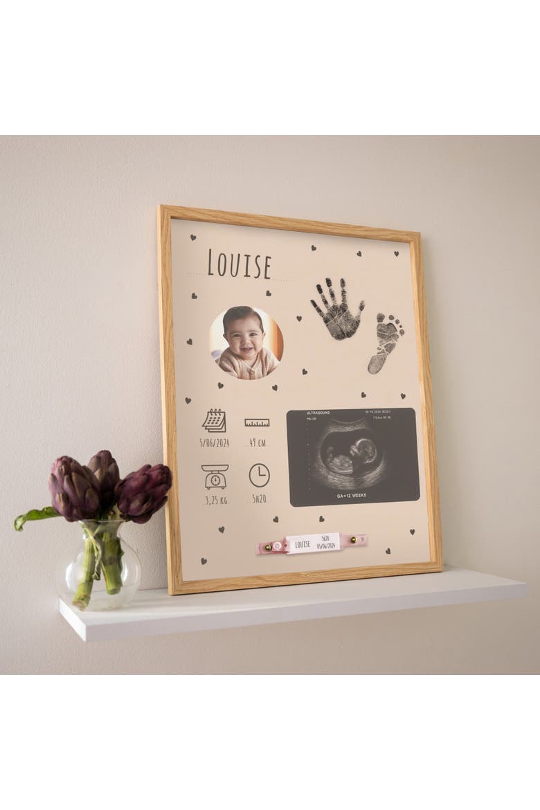 Baby Birth Frame Keepsake Kit - Handprint & Footprint Frame | Newborn Gift & Nursery Decor, Alternate, color, Beige
