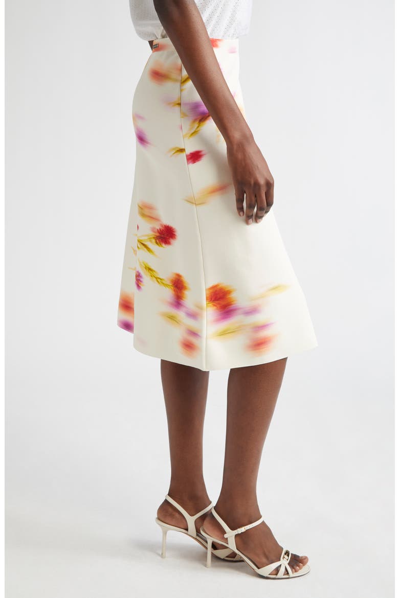 Blurred Print A-Line Skirt, Alternate, color, MASCARPONE/ RED/ CHERIS