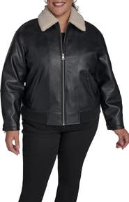 Levi's Faux Leather Bomber Jacket with Faux Shearling Collar