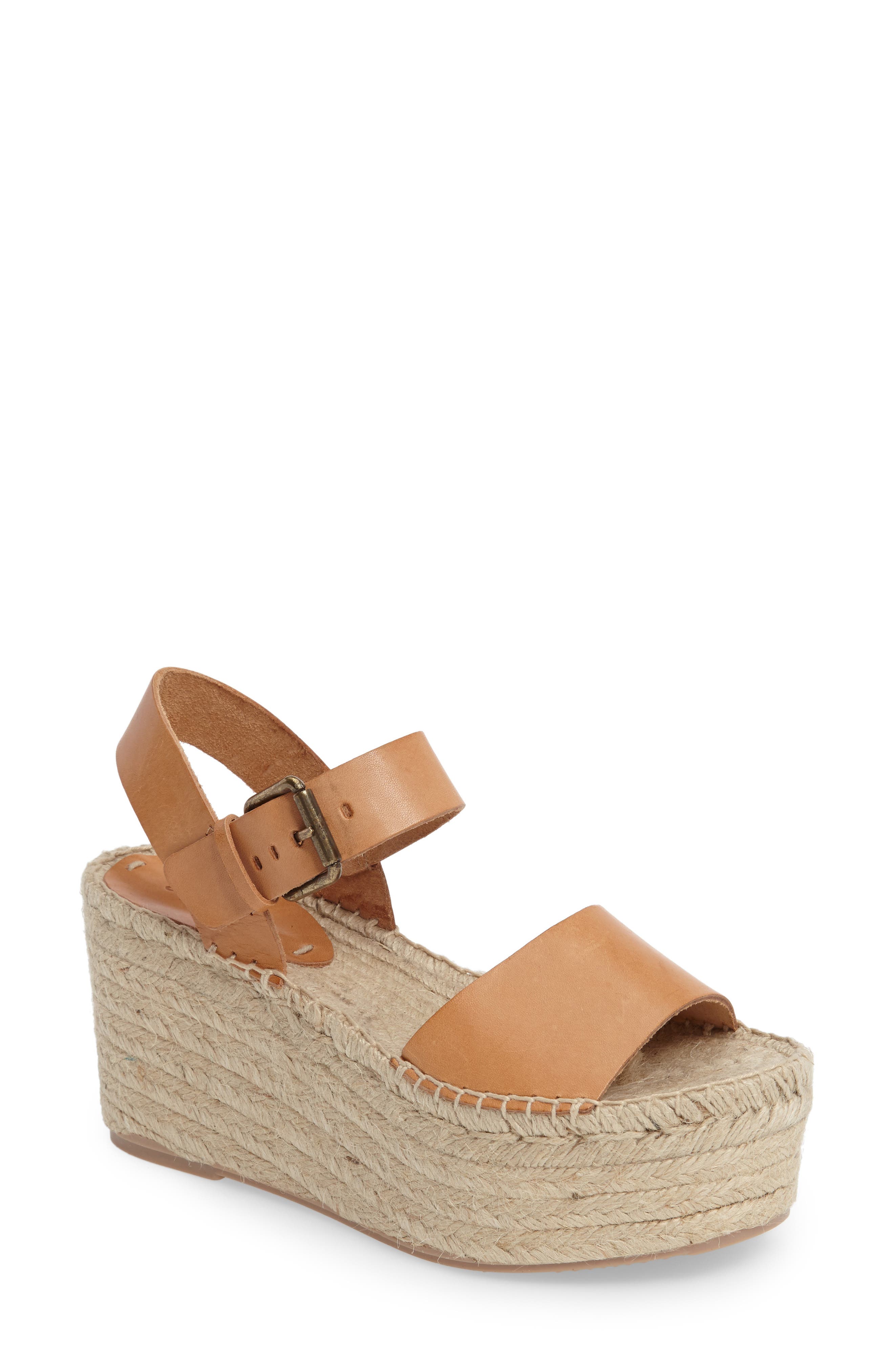 Platform Wedge Sandal, Main, color, NUDE LEATHER