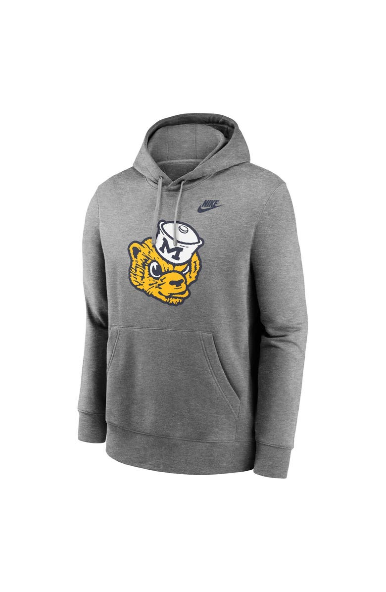Nike Men's Nike Heather Gray Michigan Wolverines Legacy Logo Club Fleece Pullover Hoodie, Alternate, color, Heather Gray