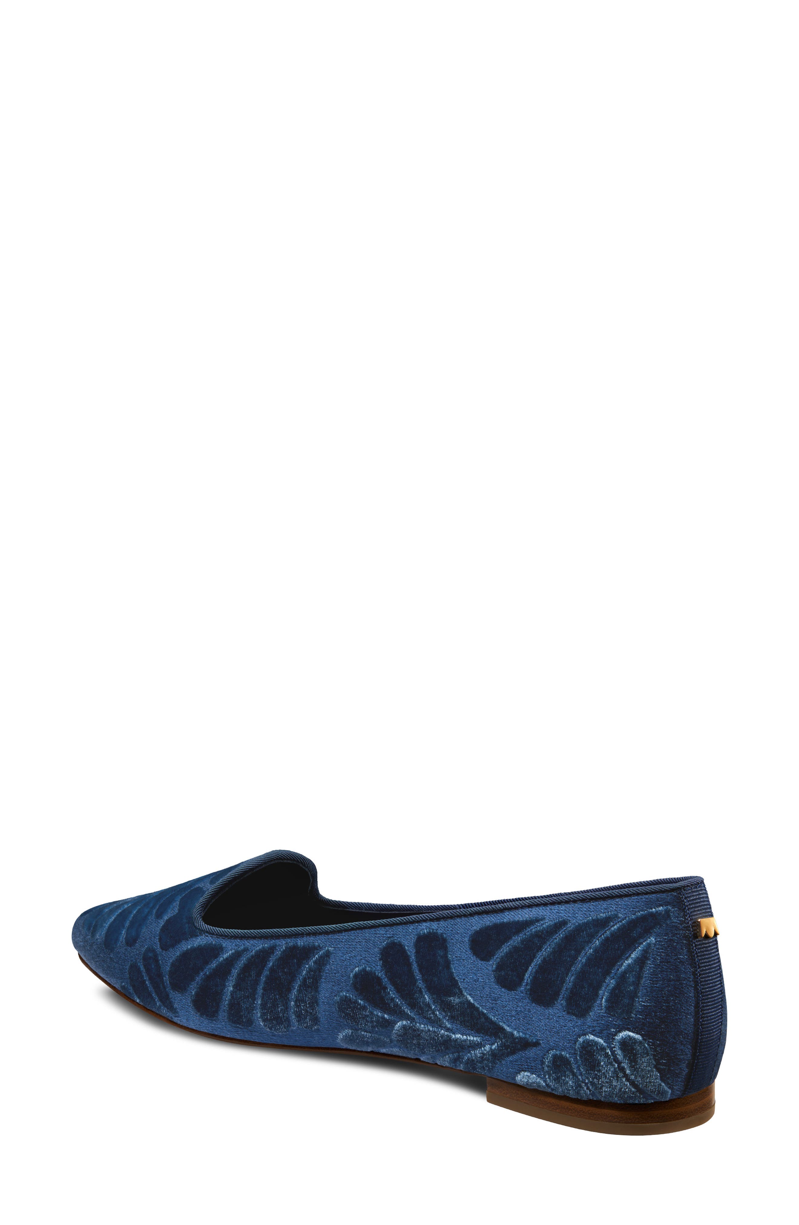 Sparrow Embroidered Pointed Toe Flat, Alternate, color, OCEAN VELVET