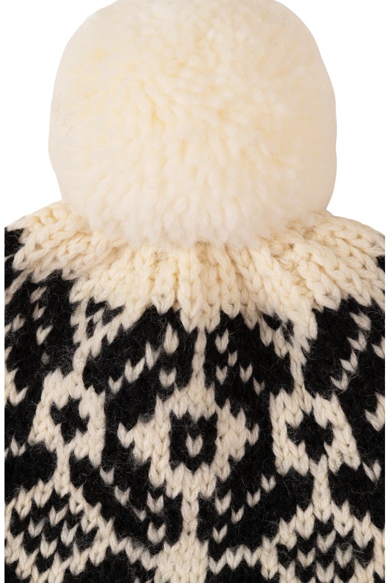 Evergreen Fair Isle Pom Beanie, Alternate, color, BLACK