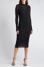BOSS Long Sleeve Midi Dress