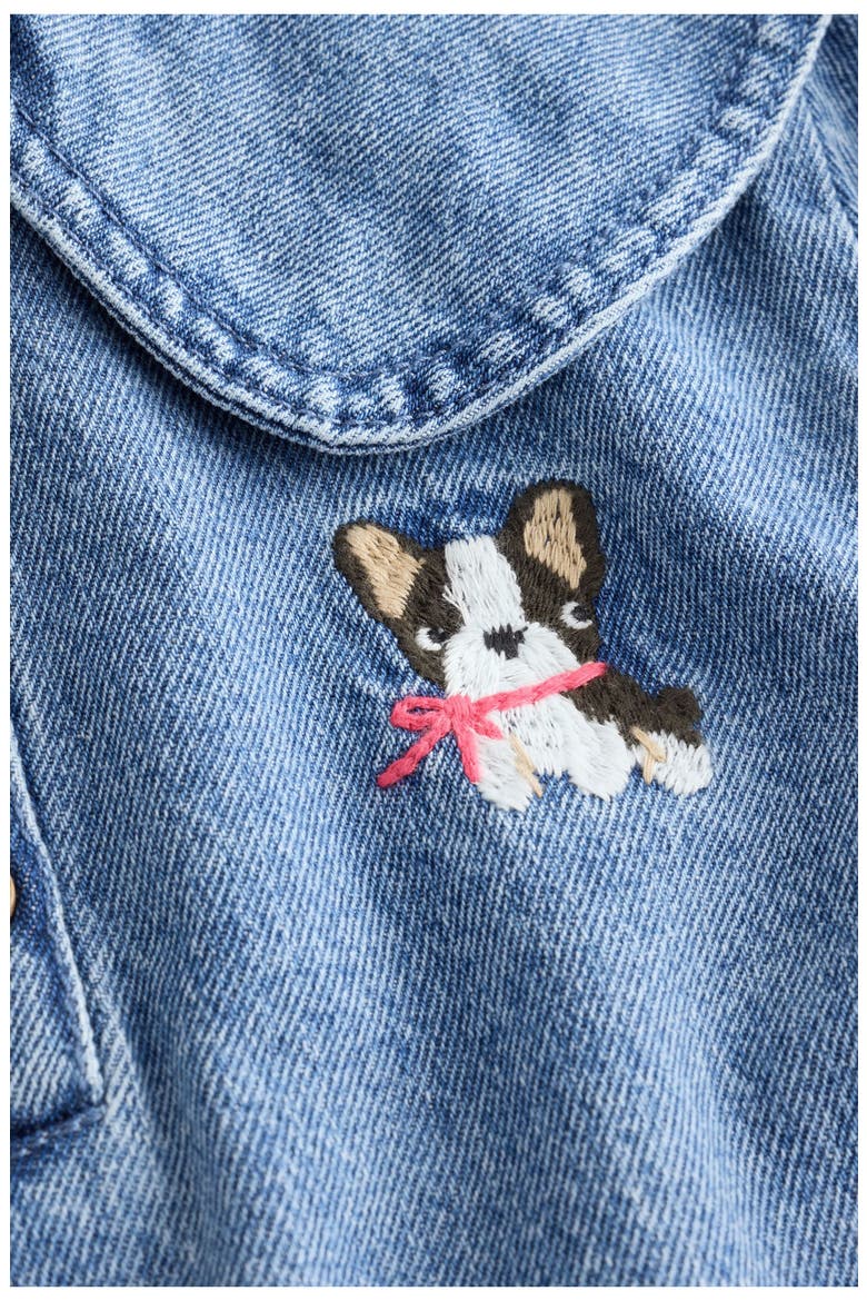 Kids' Dog Embroidered Denim Dress, Alternate, color, BLUE