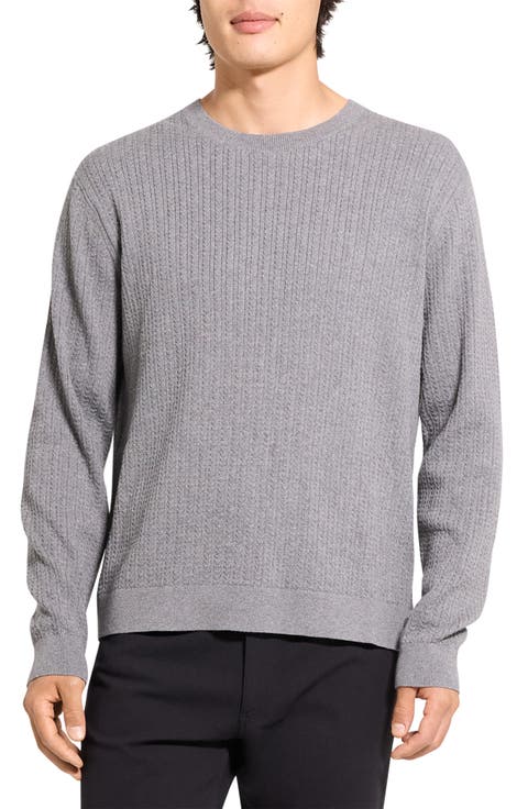 Riland Cable Stitch Cotton Crewneck Sweater