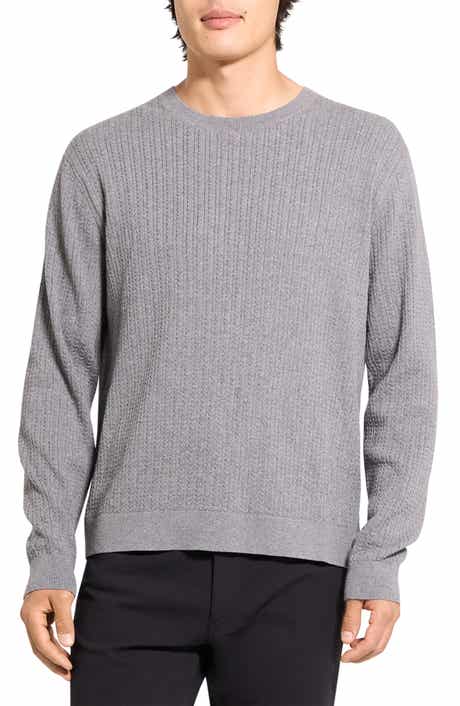 Theory Riland Cable Stitch Cotton Crewneck Sweater