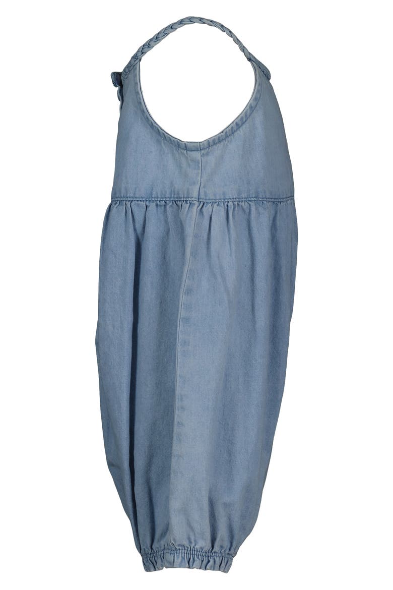 Logo Appliqué Chambray Bubble Romper, Alternate, color, BLUE