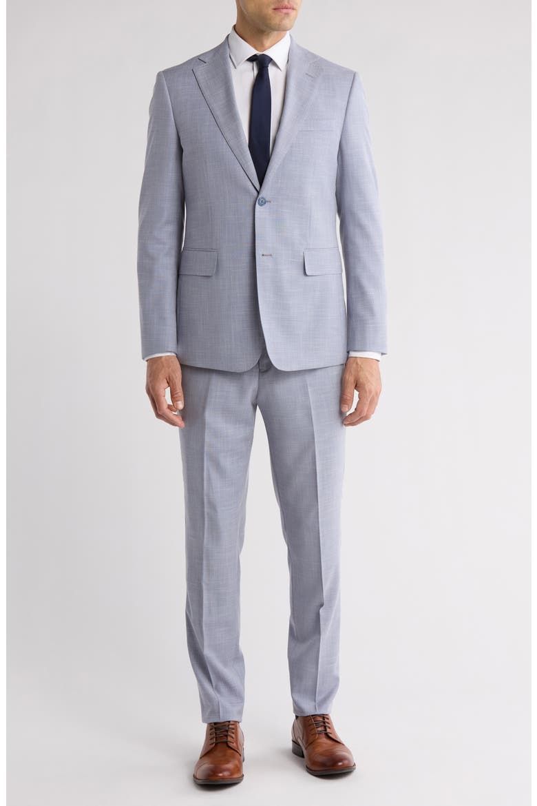 Grey Two-Button Mélange Suit, Main, color, LIGHT GREY