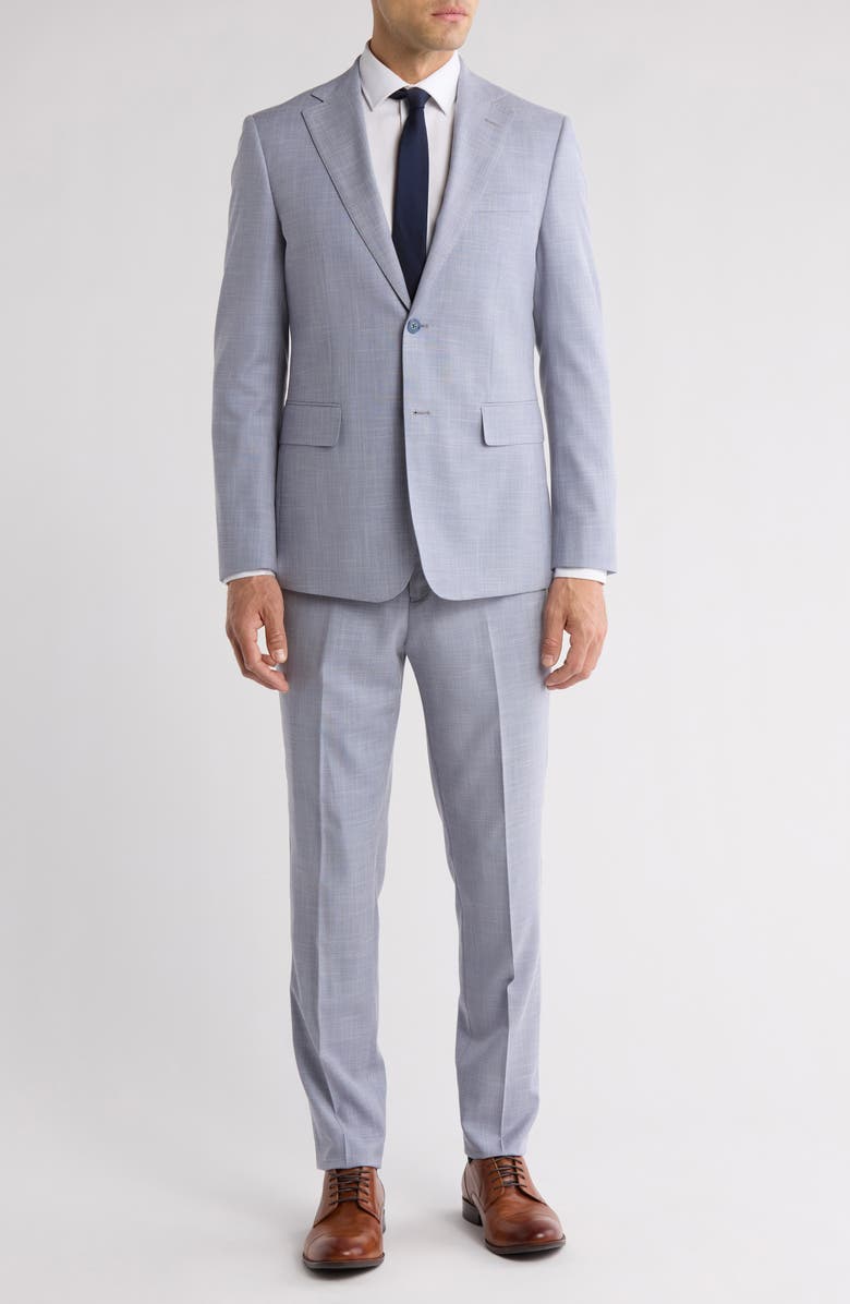 English Laundry Grey Two-Button Mélange Suit, Main, color, Light Grey