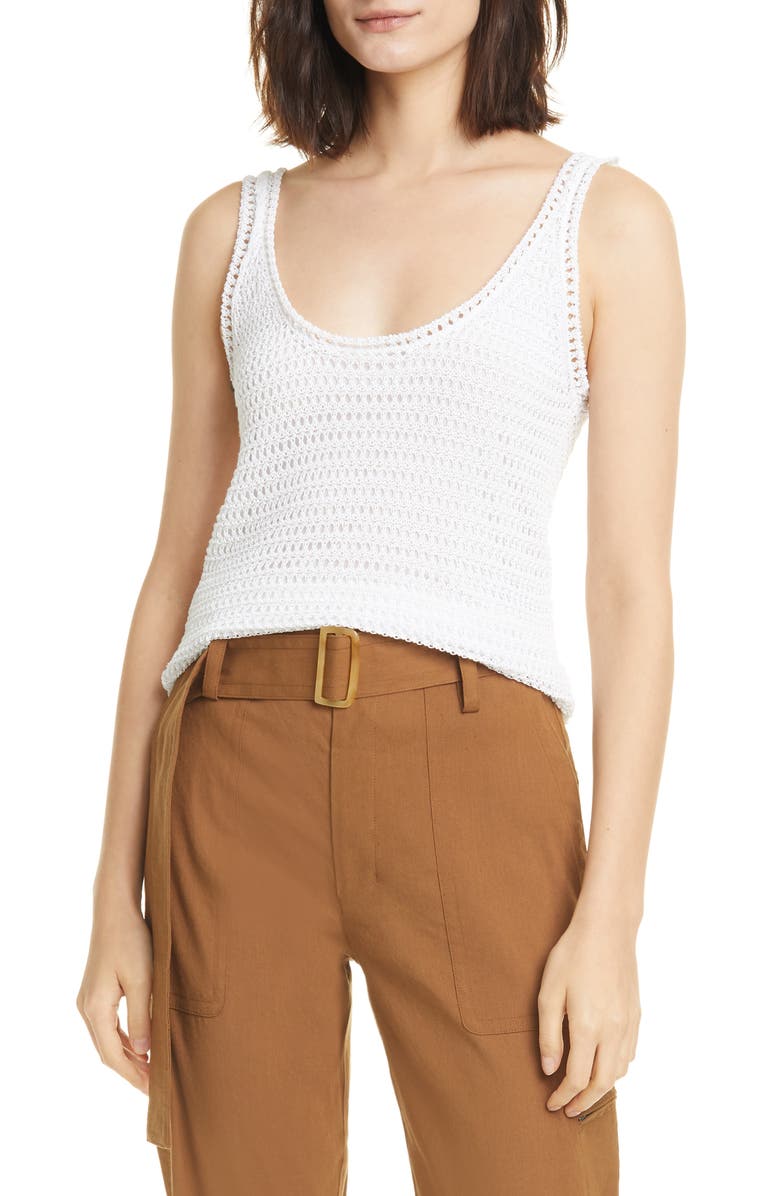 Vince Crochet Cotton Blend Tank, Main, color,