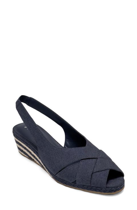 Roberta Linen Slingback Espadrille Wedge Sandal (Women)