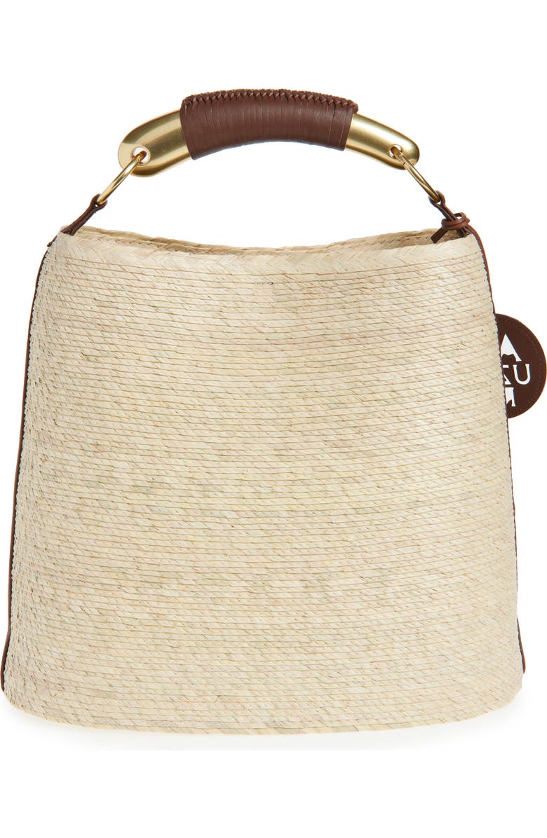 Altuzarra Watermill Top Handle Straw Bucket Tote, Alternate, color, Praline/ Beige