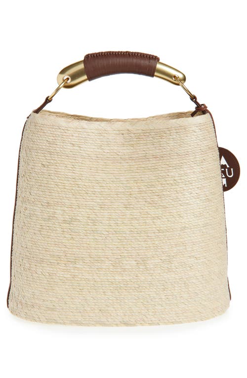 Altuzarra Watermill Top Handle Straw Bucket Tote In Praline/beige