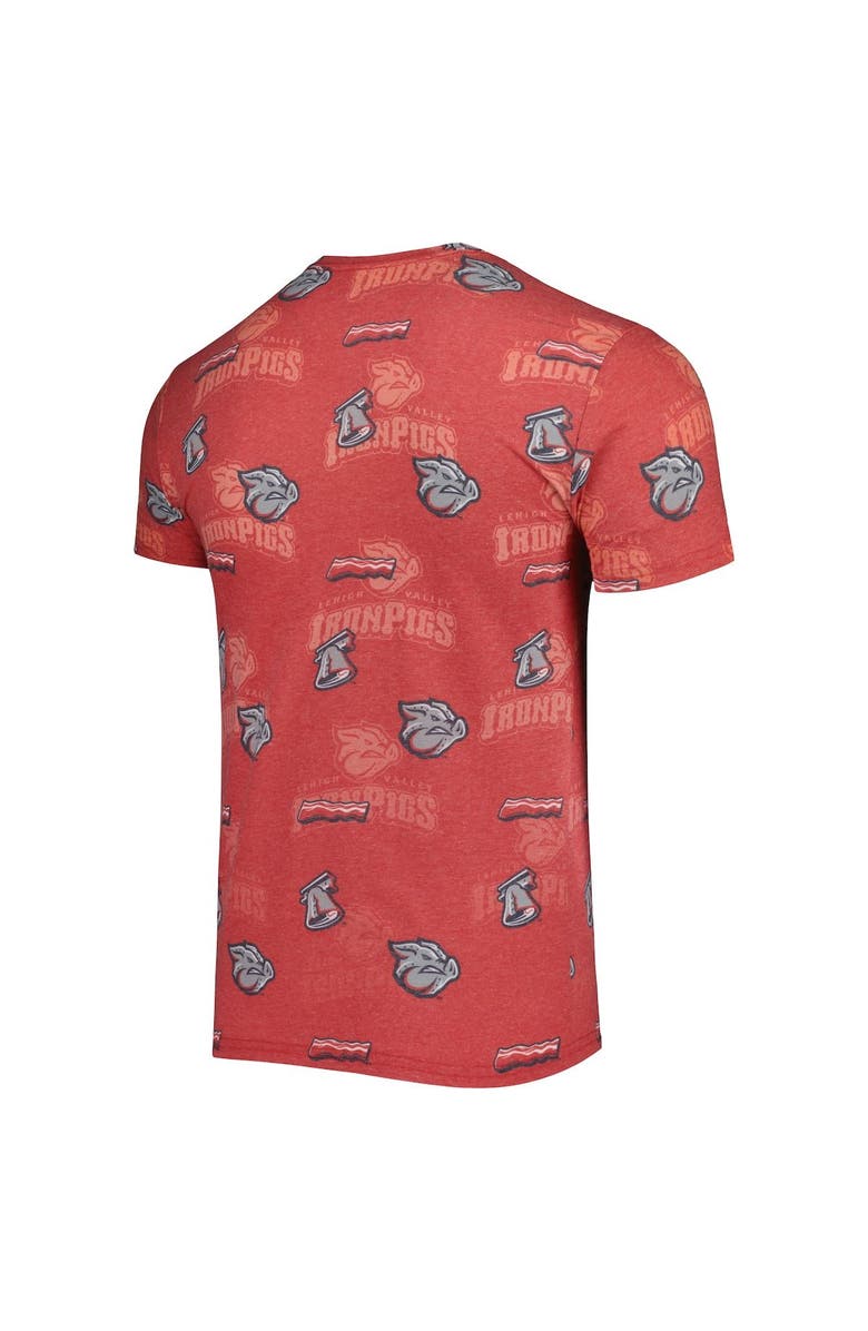 BOXERCRAFT Men's Red Lehigh Valley IronPigs Allover Print Crafted T-Shirt, Alternate, color, Red