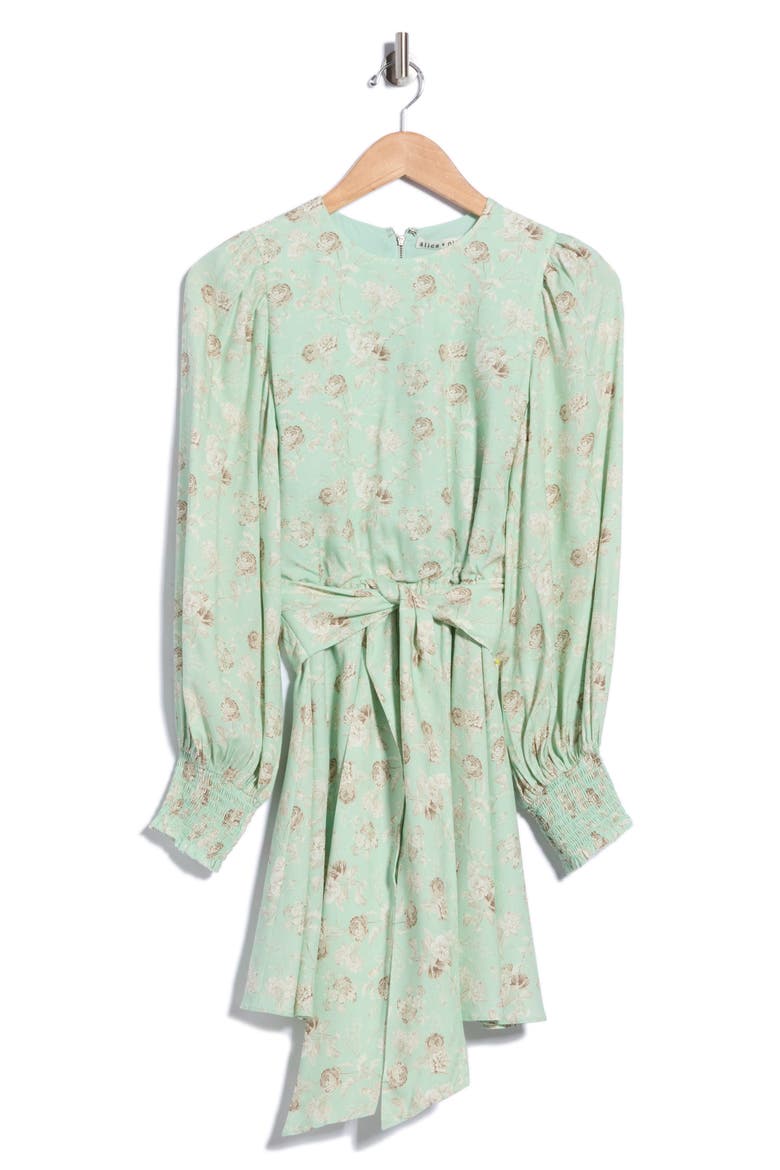 Molli Floral Minidress with Belt, Main, color, PEAK FLORAL GREEN TEA