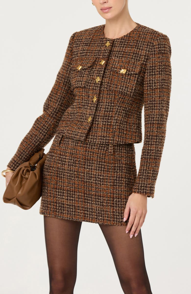 ASTR the Label Kyleigh Wool Blend Tweed Miniskirt, Alternate, color, Rust Brown