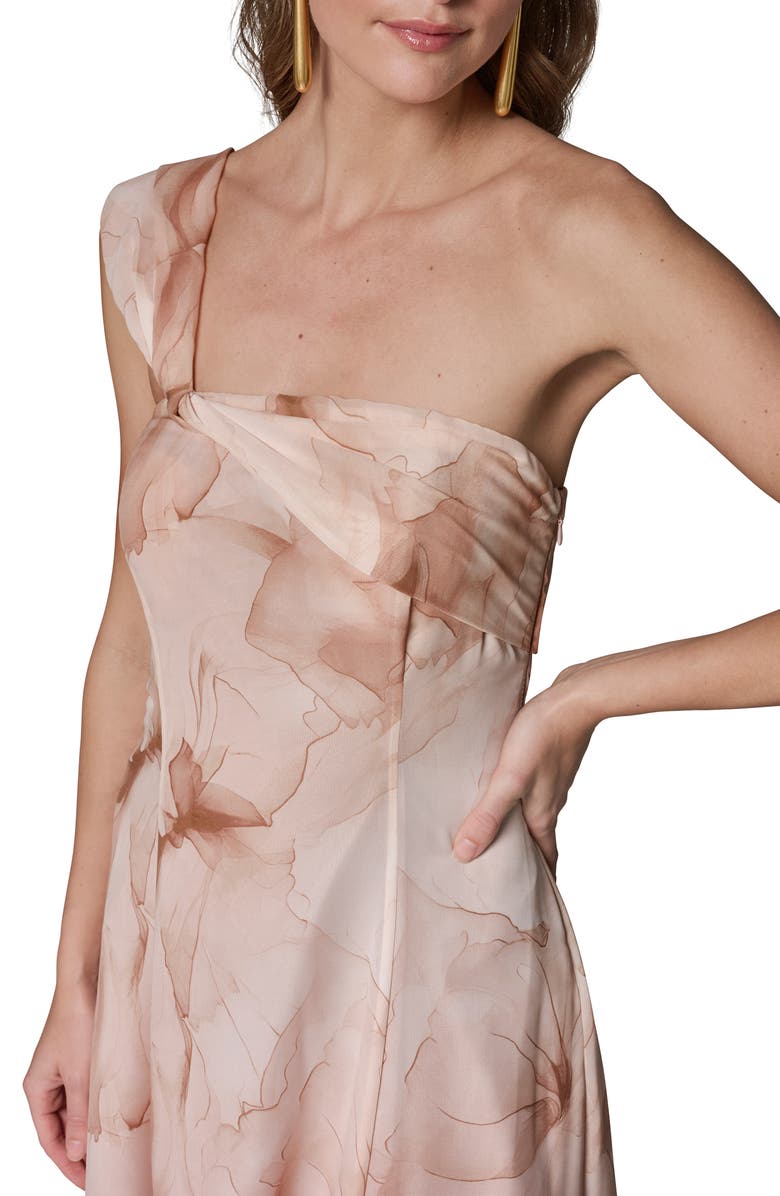 Donna Karan New York Floral Print Asymmetric Gown, Alternate, color, Umbria Mul