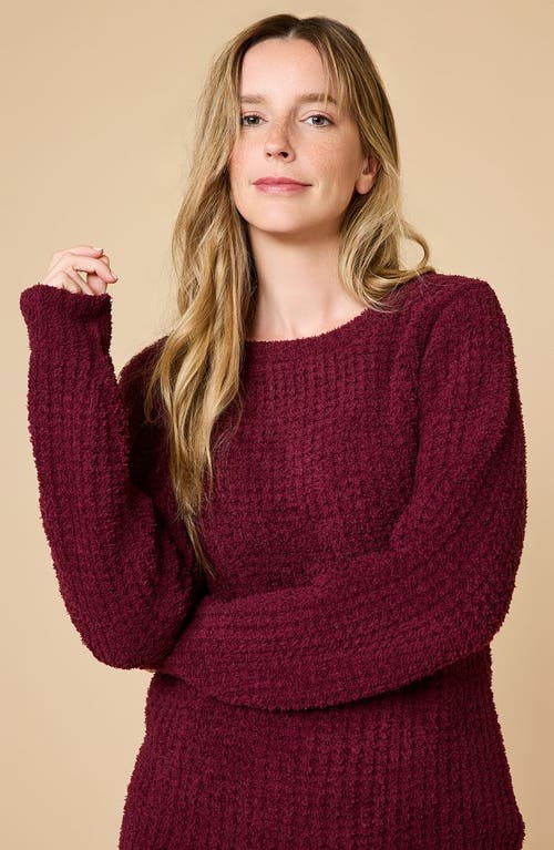 Softies Waffle Marshmallow Boat Neck Lounge Set In Burgundy