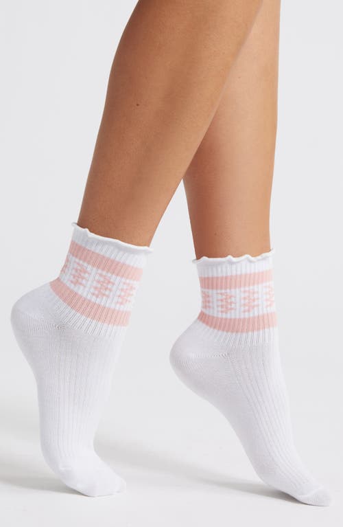 Stems Stripe Lettuce Edge Quarter Socks