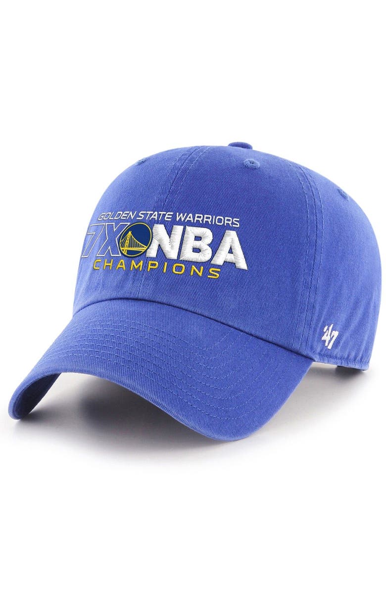 '47 Men's '47 Royal Golden State Warriors 7-Time NBA Finals Champions Clean Up Adjustable Hat, Main, color, 