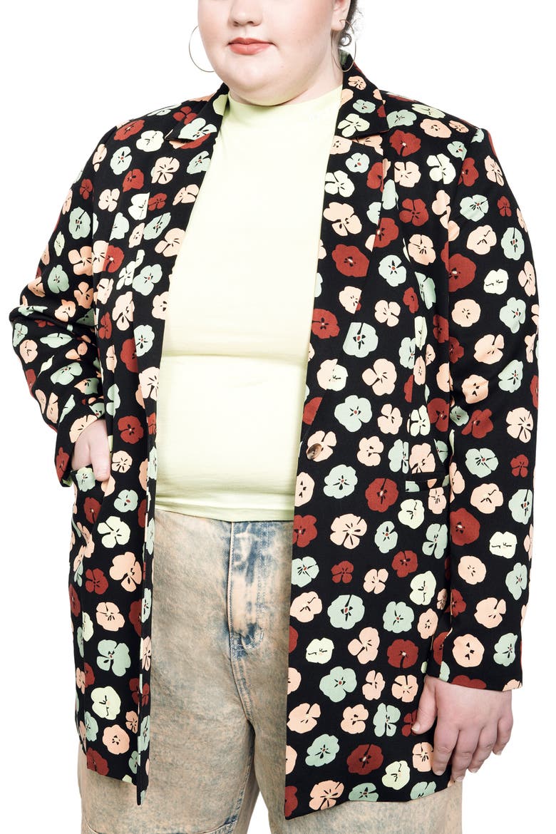 Plaid One-Button Blazer (Nordstrom Exclusive), Alternate, color, BLACK MULTI POPPY GEO