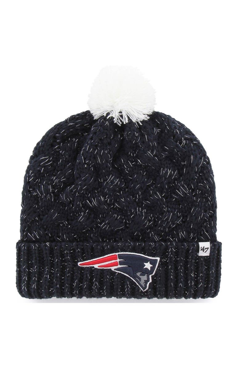 '47 Women's '47 Navy New England Patriots Fiona Logo Cuffed Knit Hat with Pom, Main, color, Navy