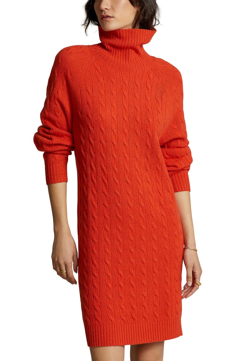 Polo Ralph Lauren Wool & Cashmere Cable Knit Sweater Dress, Alternate, color,