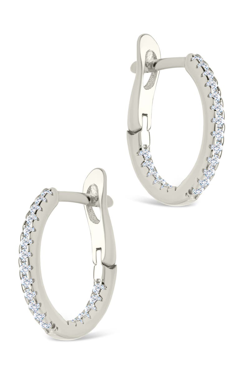 Sterling Forever Lilia Cubic Zirconia Infinity Huggie Hoop Earrings, Alternate, color, Silver