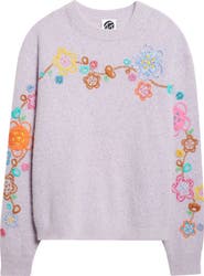 YanYan Fafa Floral Embroidered Alpaca & Wool Blend Sweater