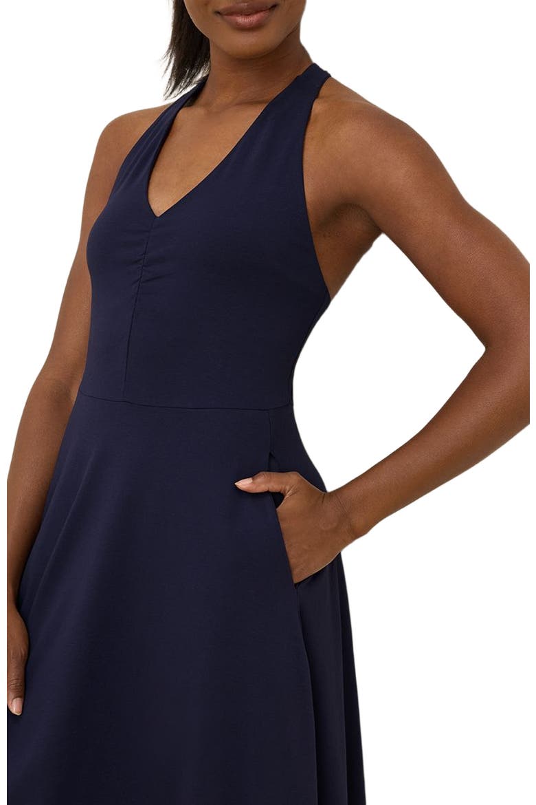 Organic Cotton Fit & Flare Gathered Halter Dress, Alternate, color, Eclipse