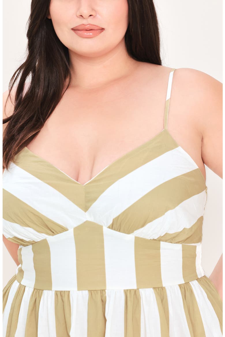Striped Tiered Cotton Maxi Dress, Alternate, color, TAUPE WHITE