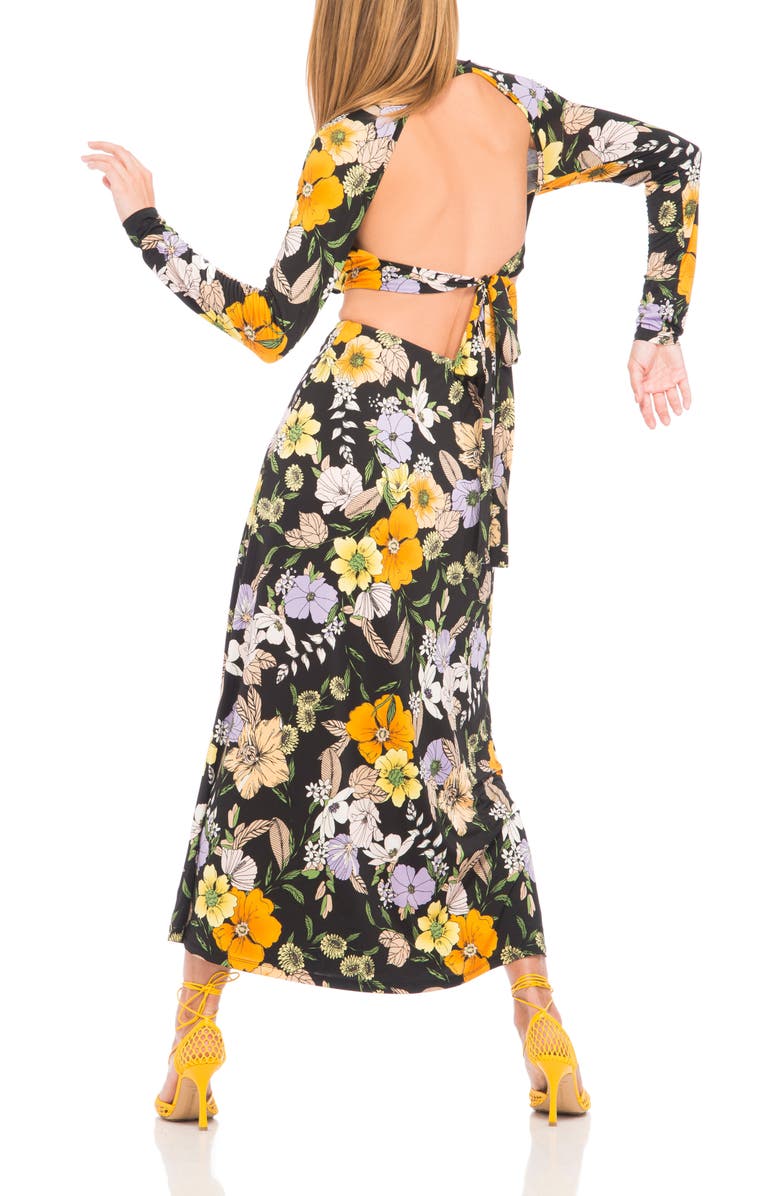 AFRM Assi Floral Cutout Detail Long Sleeve Knit Dress, Alternate, color,