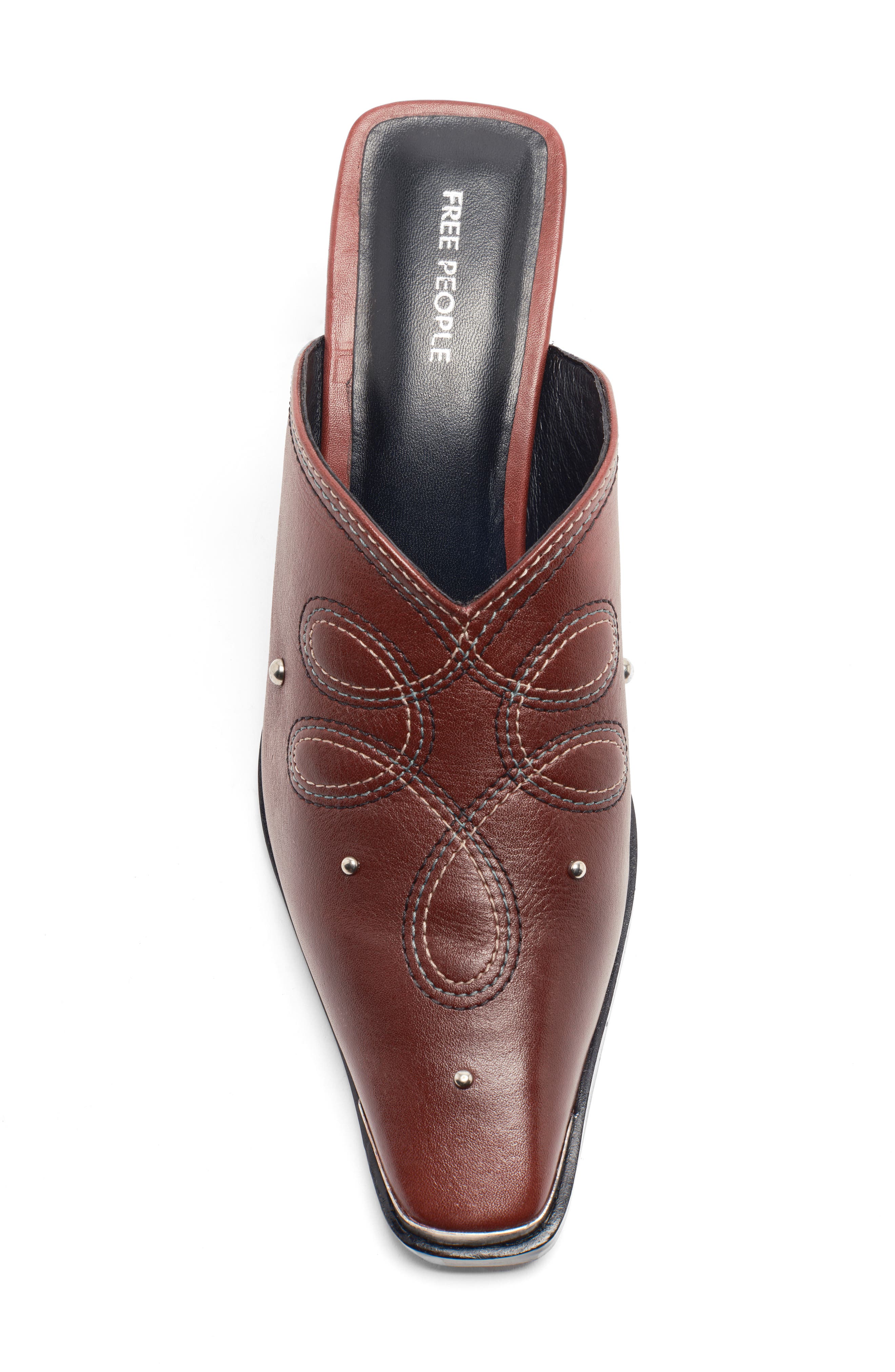 Free People Roxi Western Mule, Alternate, color, Cabernet Leather