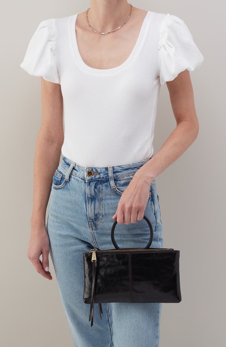 HOBO Sable Leather Crossbody Bag, Alternate, color, Black