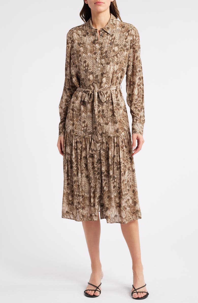 KOBI HALPERIN Ventura Long Sleeve Belted Shirtdress, Main, color, 