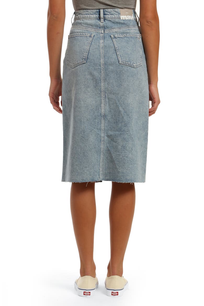 Mavi Megan Nonstretch Raw Hem Denim Skirt, Alternate, color, SHADED DENIM