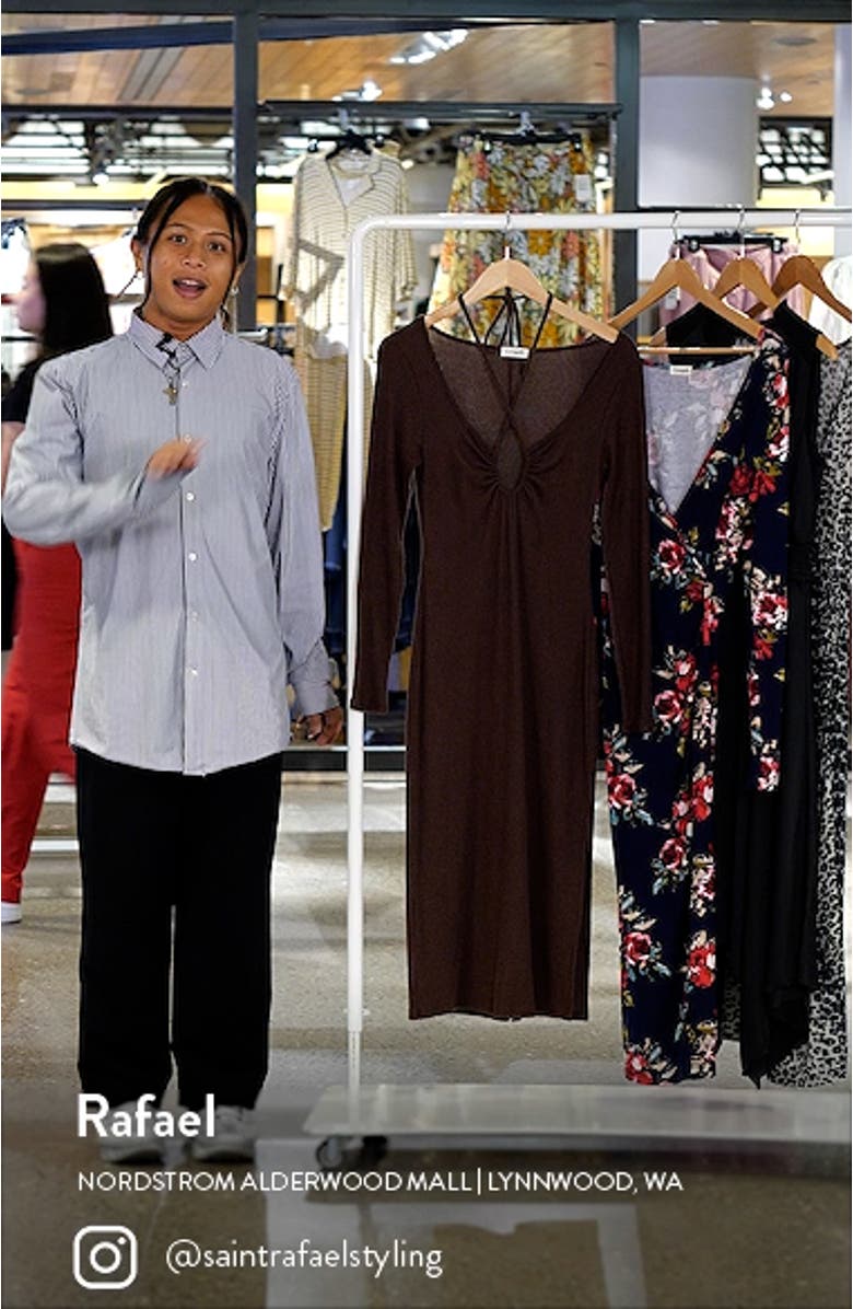 Tie Keyhole Long Sleeve Midi Dress, sales video thumbnail