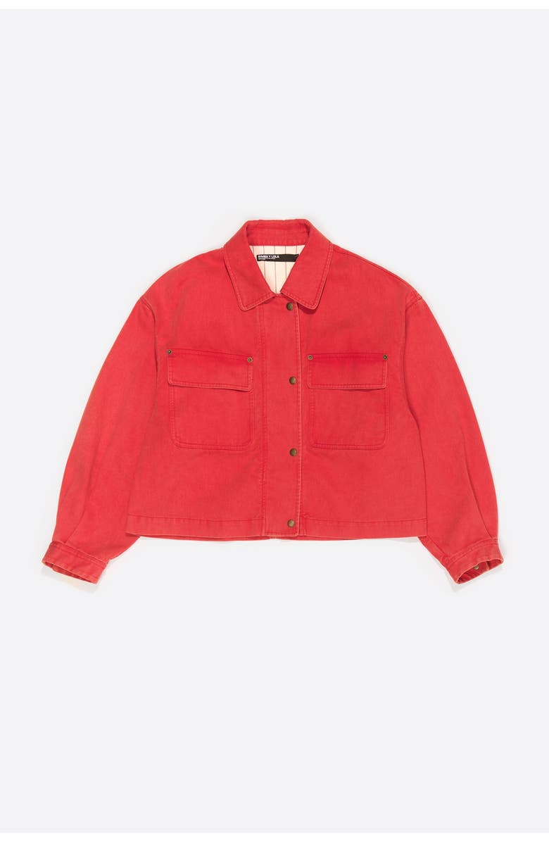 Bimba y Lola Short Faded Cotton Jacket, Alternate, color, Red
