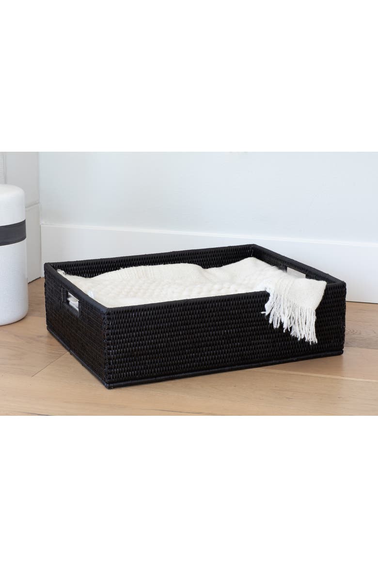 Rectangular Rattan Storage Basket, Alternate, color, Tudor Black