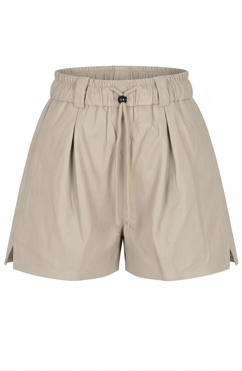 Modenaire High Waist Shorts with Drawstring Waistband, Alternate, color, Beige