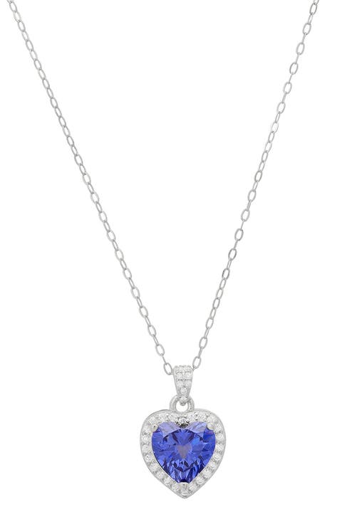 Cubic Zirconia Halo Heart Pendant Necklace